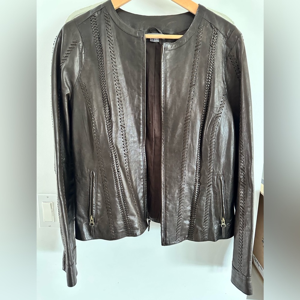 Vince Leather Jacket in dark brown color size L ***PRICE IS FIRM***